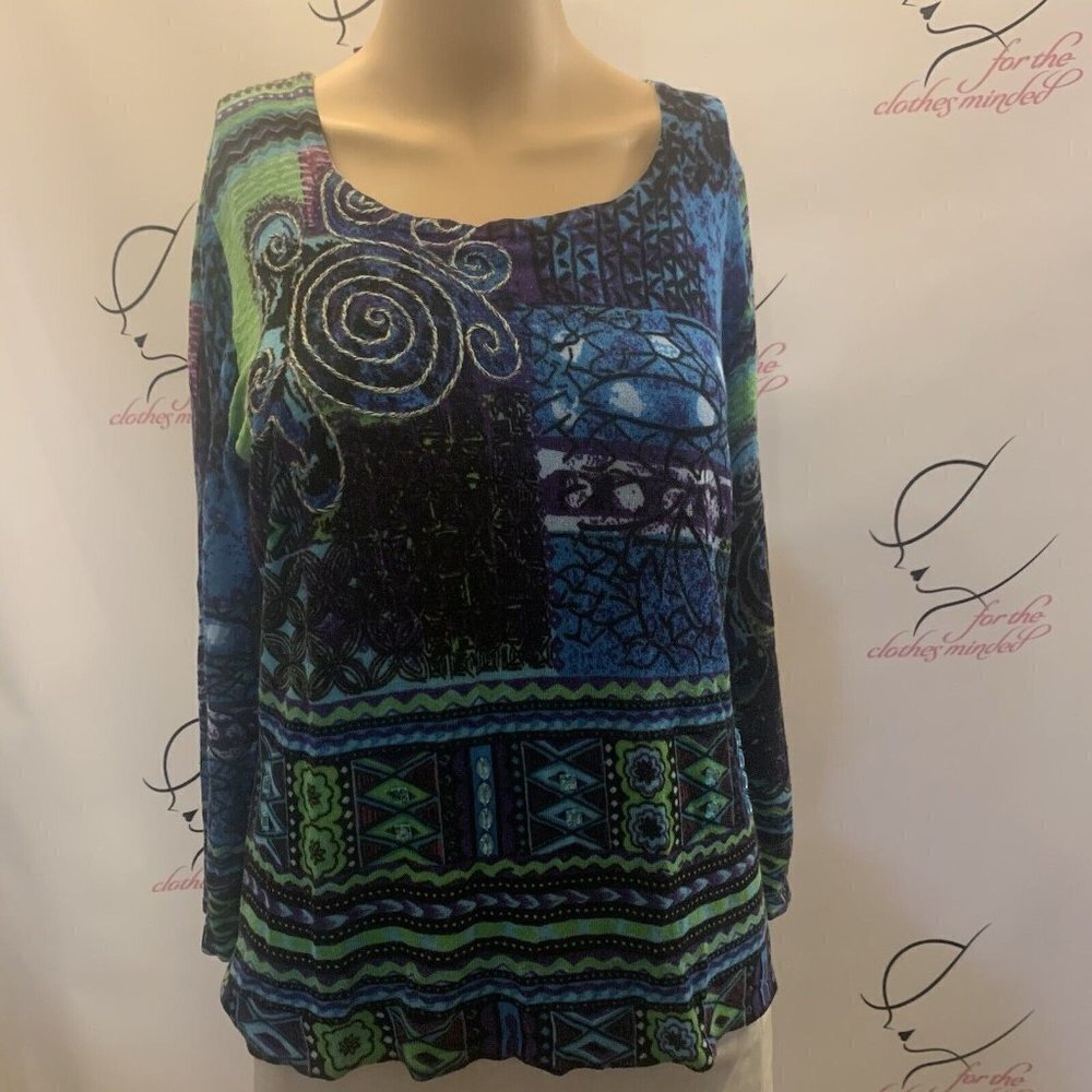 Choices. Size Small. Beaded Embellished Rayon/Nylon. 3/4 Sleeve. Pullover. B79